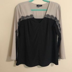 Grey + Black Blouse